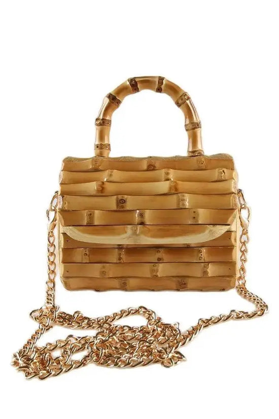 Unique Handmade Natural Wood Rattan Straw Handbag - IVORYNN