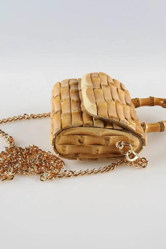 Unique Handmade Natural Wood Rattan Straw Handbag - IVORYNN