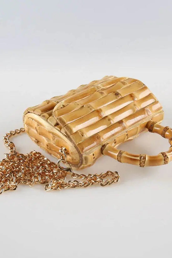 Unique Handmade Natural Wood Rattan Straw Handbag - IVORYNN