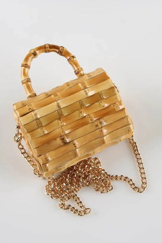 Unique Handmade Natural Wood Rattan Straw Handbag - IVORYNN