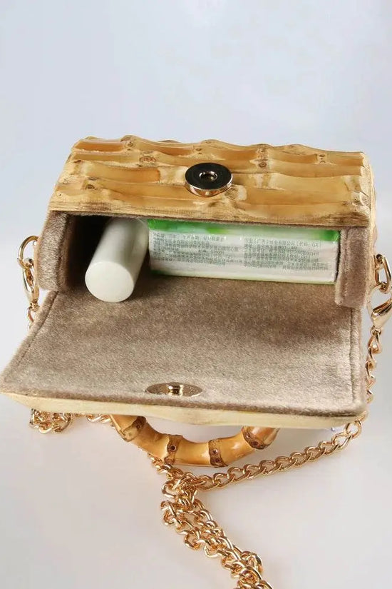 Unique Handmade Natural Wood Rattan Straw Handbag - IVORYNN
