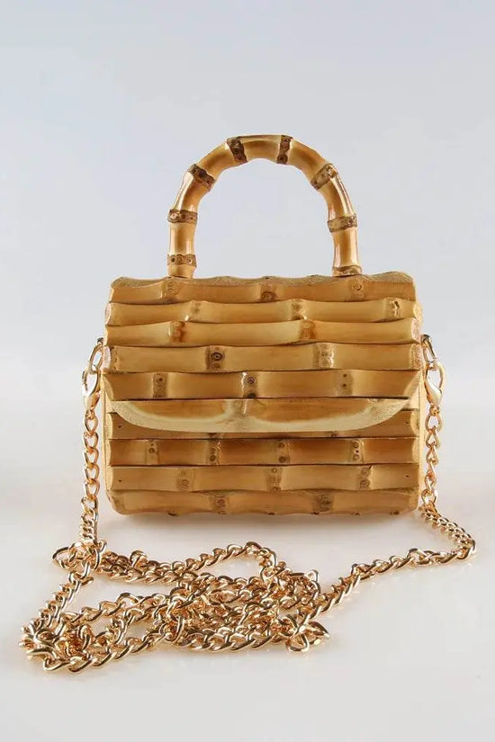 Unique Handmade Natural Wood Rattan Straw Handbag - IVORYNN