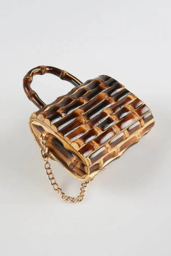 Unique Handmade Natural Wood Rattan Straw Handbag - IVORYNN