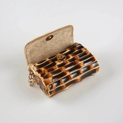 Unique Handmade Natural Wood Rattan Straw Handbag - IVORYNN