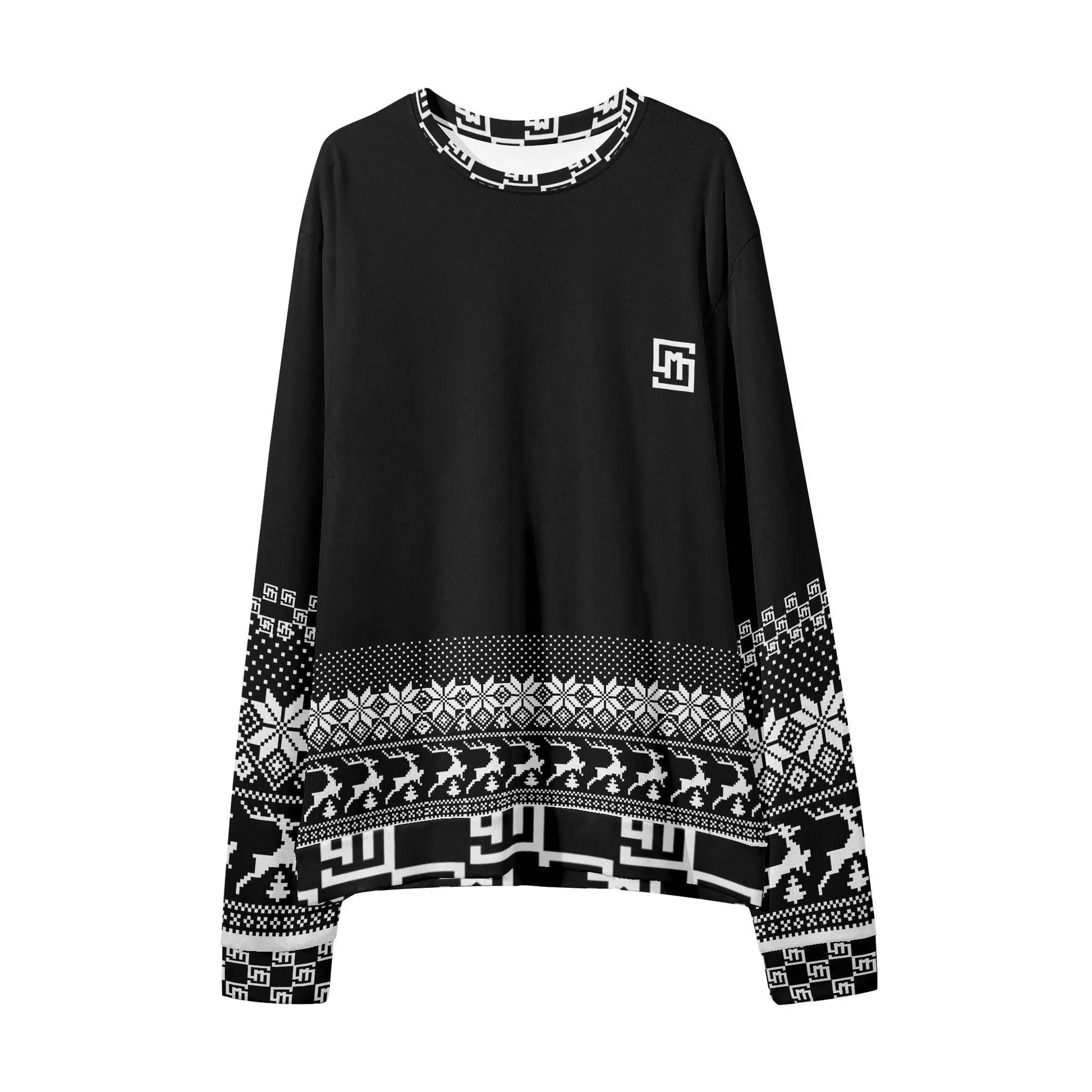Unisex Christmas Loose Casual Black Sweater - IVORYNN