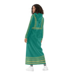 Velvet Casual Green Cyan Turquoise Long Hoodie Dress - IVORYNN