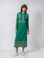 Velvet Casual Green Cyan Turquoise Long Hoodie Dress - IVORYNN