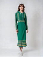 Velvet Casual Green Cyan Turquoise Long Hoodie Dress - IVORYNN