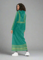 Velvet Casual Green Cyan Turquoise Long Hoodie Dress - IVORYNN