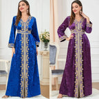 Velvet Gown Golden Ribbon Luxury Kaftan - IVORYNN