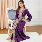 Velvet Gown Golden Ribbon Luxury Kaftan - IVORYNN