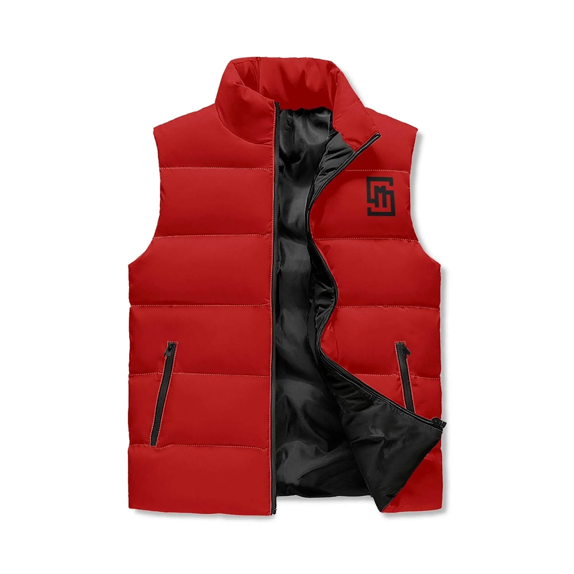 Velvet Red Lightweight Stand Collar Zip Up Puffer Vest - IVORYNN