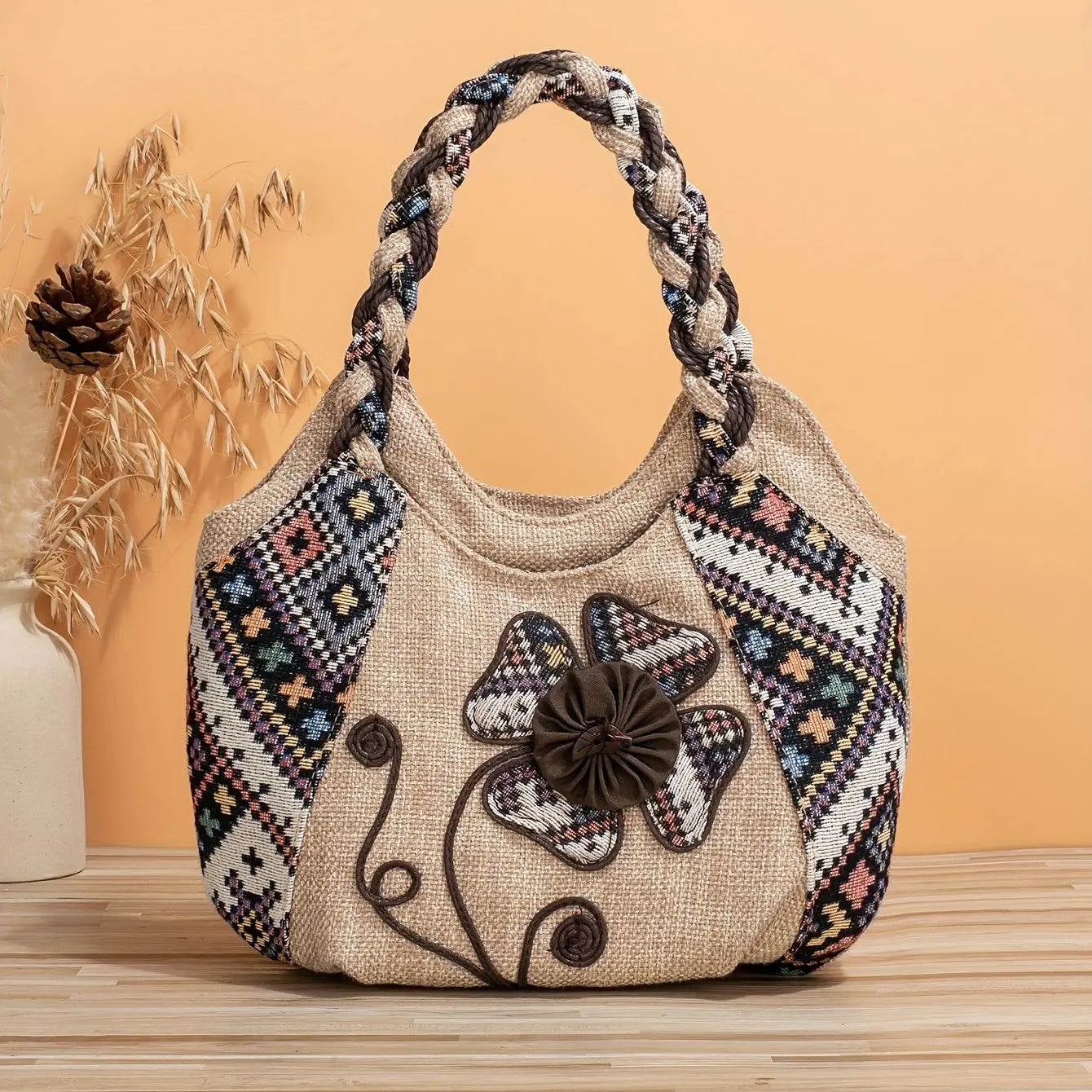 Vintage Floral Embroidered Bohemian Handbag - IVORYNN