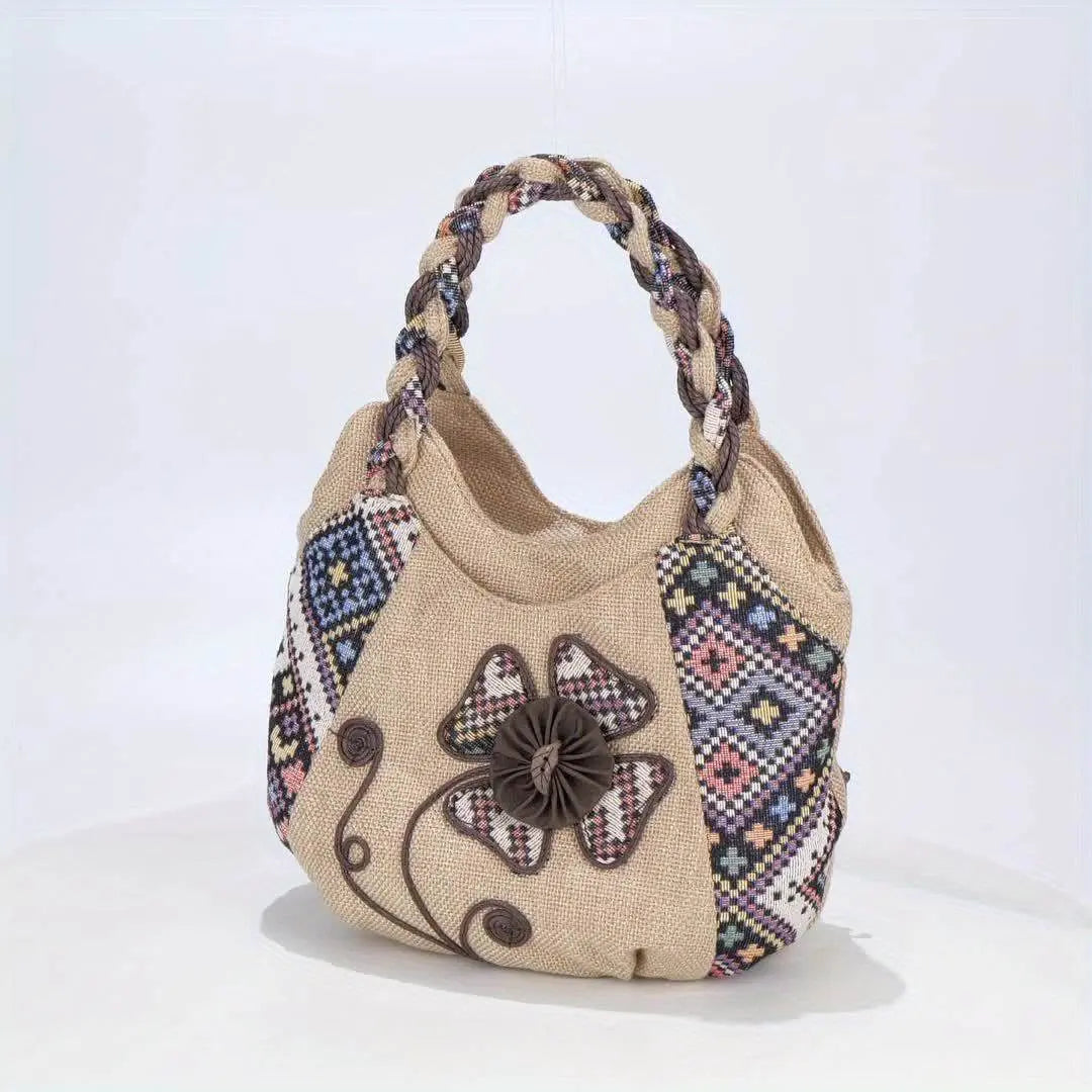 Vintage Floral Embroidered Bohemian Handbag - IVORYNN