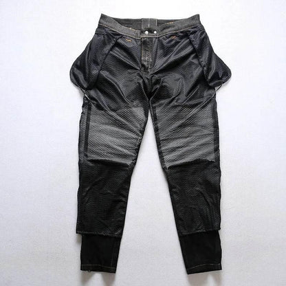 Vintage Heavyweight Woven Elastic Leather Pencil Trousers - IVORYNN