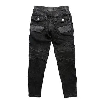 Vintage Heavyweight Woven Elastic Leather Pencil Trousers - IVORYNN