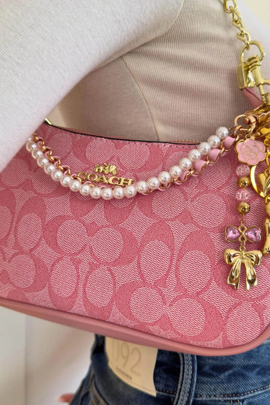Vintage Luxury Pink Handbag with Pearls and Charms - IVORYNN