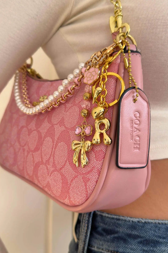 Vintage Luxury Pink Handbag with Pearls and Charms - IVORYNN