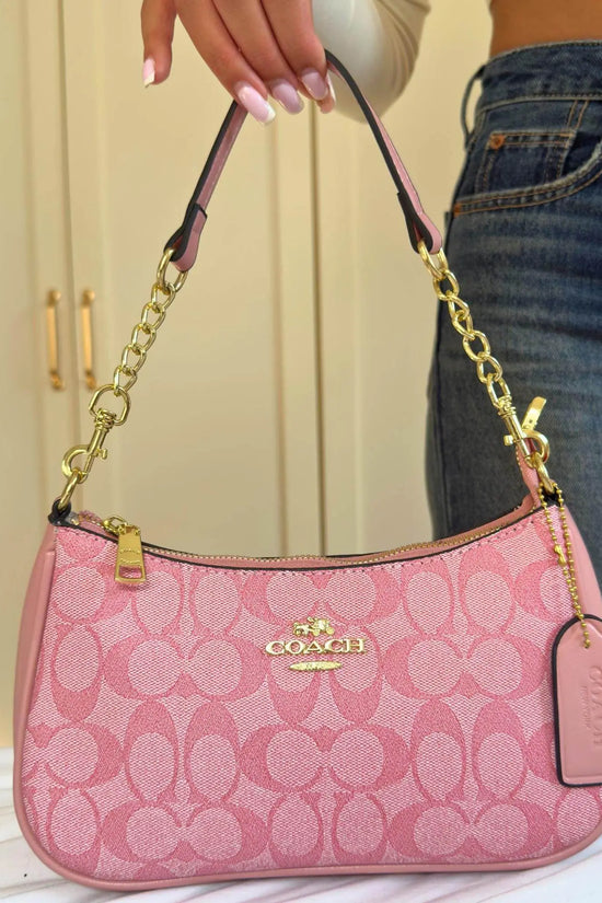 Vintage Luxury Pink Handbag with Pearls and Charms - IVORYNN