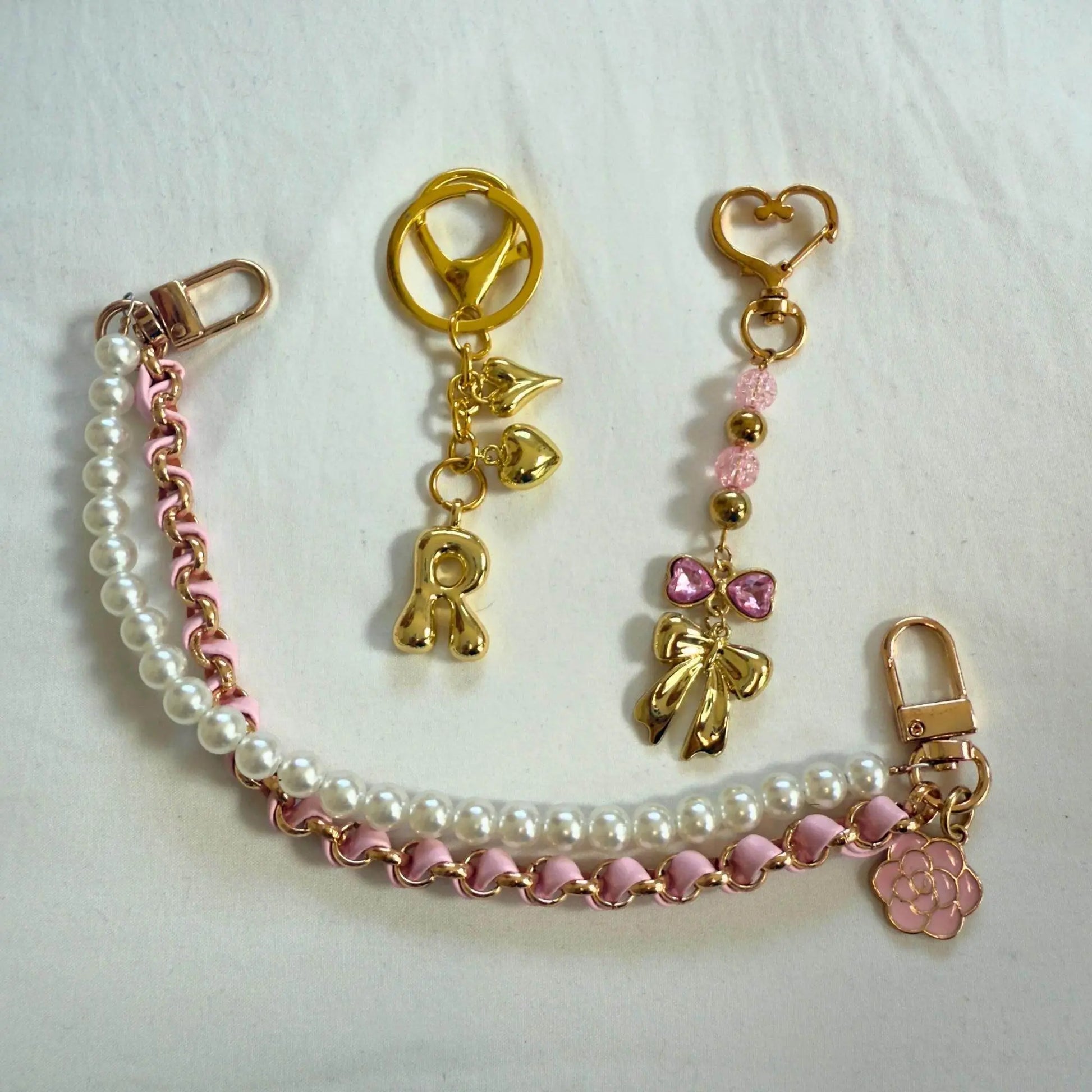 Vintage Luxury Pink Handbag with Pearls and Charms - IVORYNN