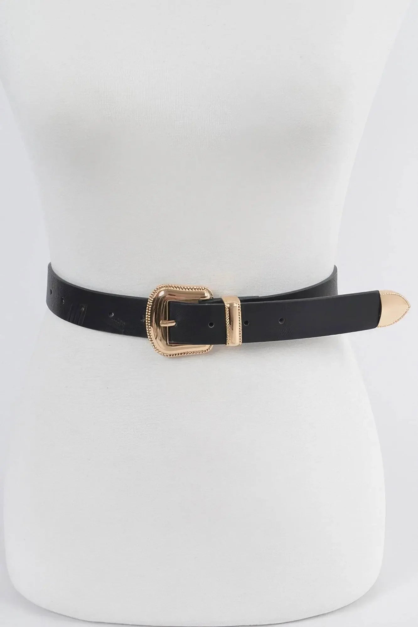 Vintage Style Metal Faux Leather Belt - IVORYNN