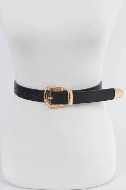 Vintage Style Metal Faux Leather Belt - IVORYNN