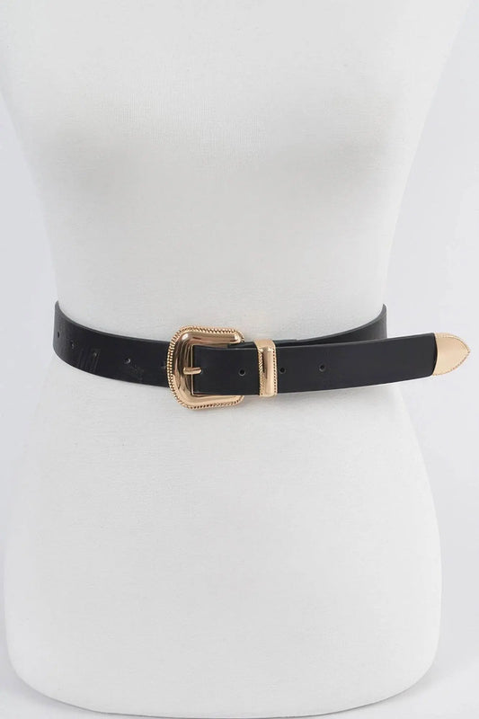 Vintage Style Metal Faux Leather Belt