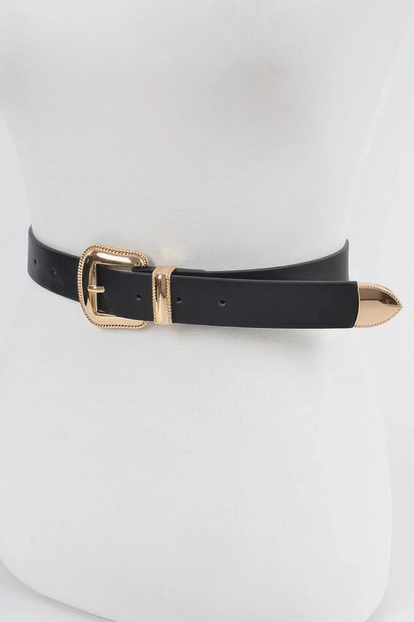 Vintage Style Metal Faux Leather Belt - IVORYNN