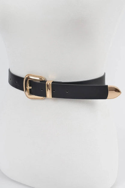 Vintage Style Metal Faux Leather Belt - IVORYNN