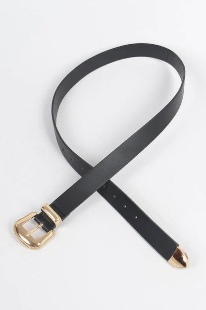 Vintage Style Metal Faux Leather Belt - IVORYNN