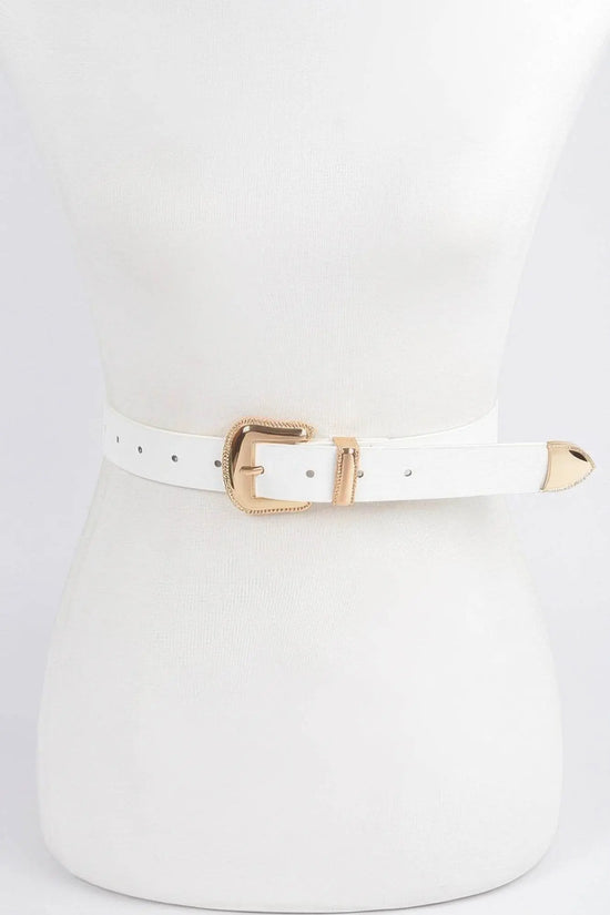 Vintage Style Metal Faux Leather Belt - IVORYNN