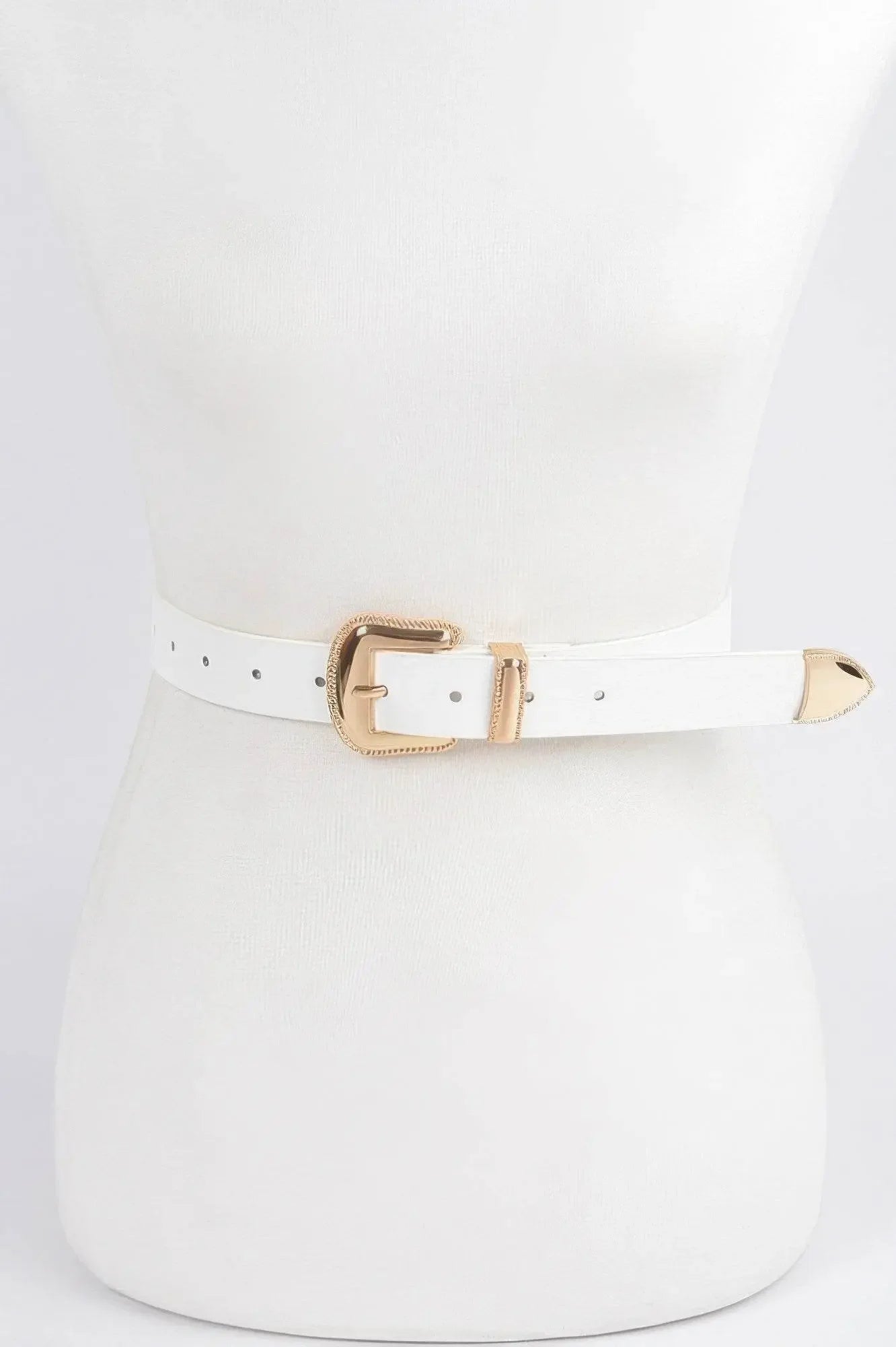 Vintage Style Metal Faux Leather Belt - IVORYNN