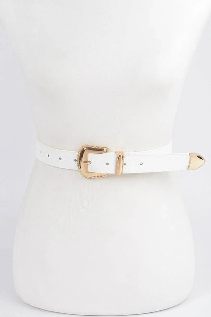 Vintage Style Metal Faux Leather Belt - IVORYNN