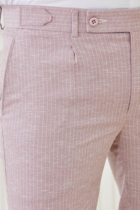 Slim Fit Two-Button Seersucker Pink Suit Set