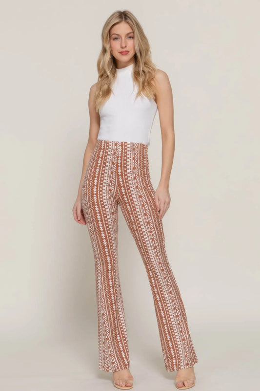Waist Elastic Slim Flare Pink Pants