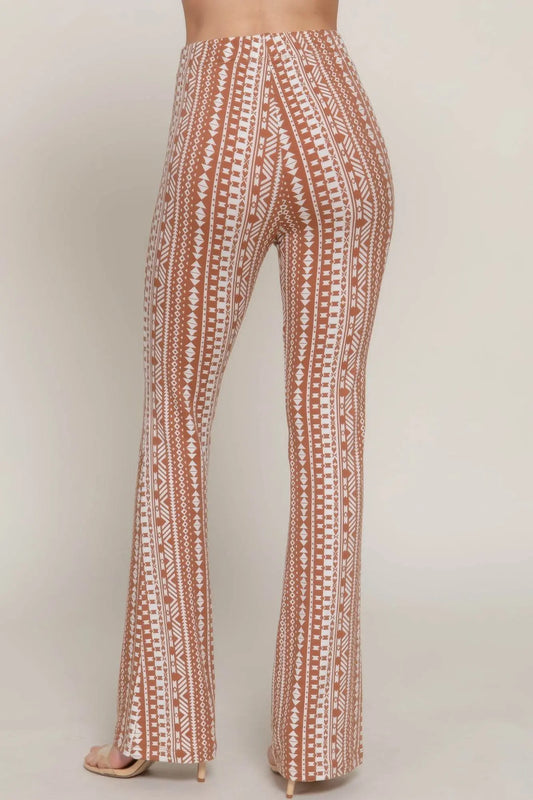 Waist Elastic Slim Flare Pink Pants