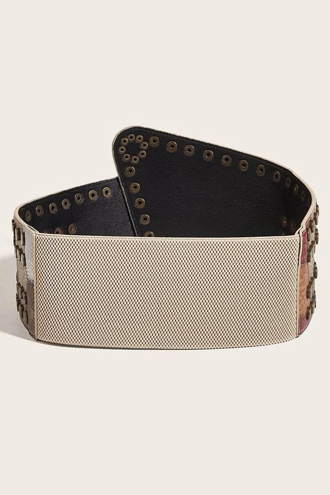 Western Vintage Colorblock Rivet Luxury Belt - IVORYNN