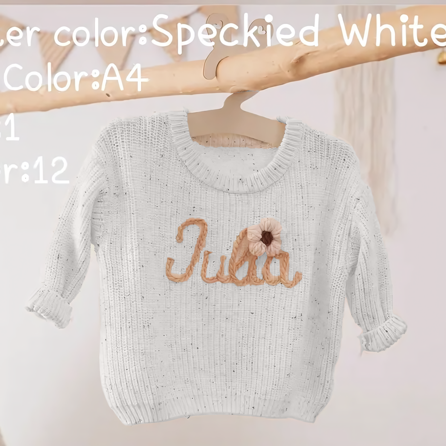Cotton Hand embroidered Name Baby Sweater