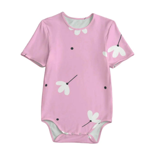 White Jasmin Flower Pink Baby Bodysuits