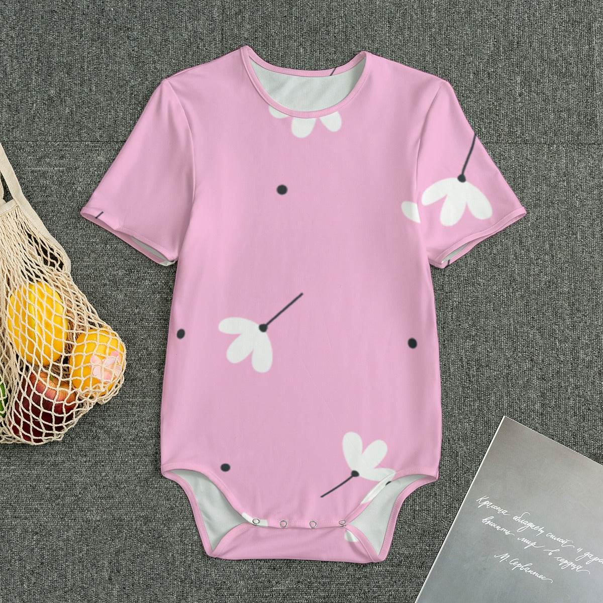 White Jasmin Flower Pink Baby Bodysuits - IVORYNN