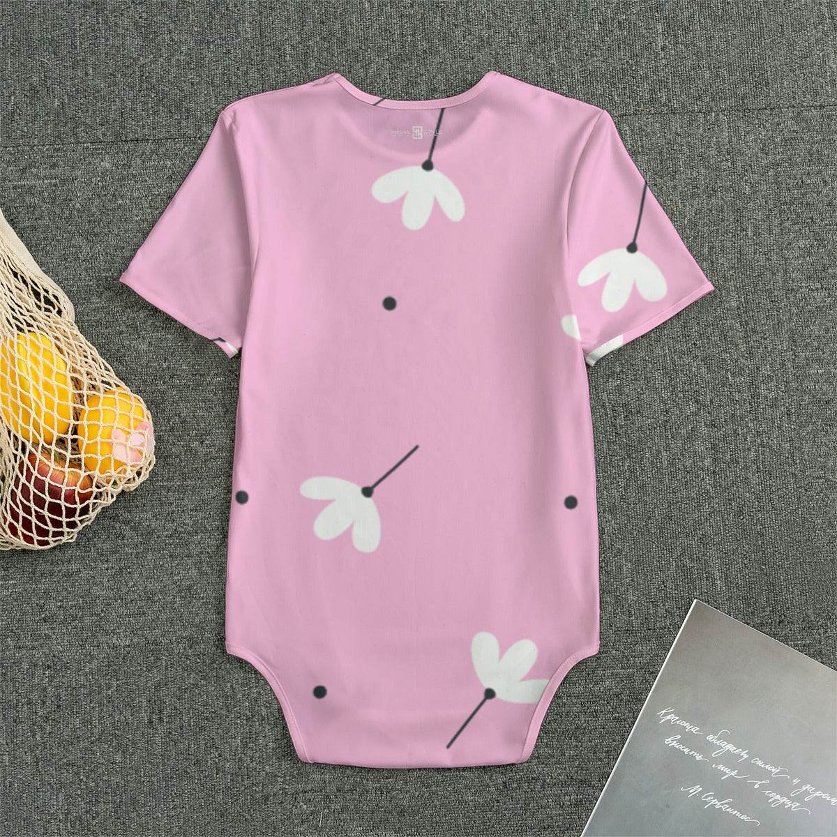 White Jasmin Flower Pink Baby Bodysuits - IVORYNN