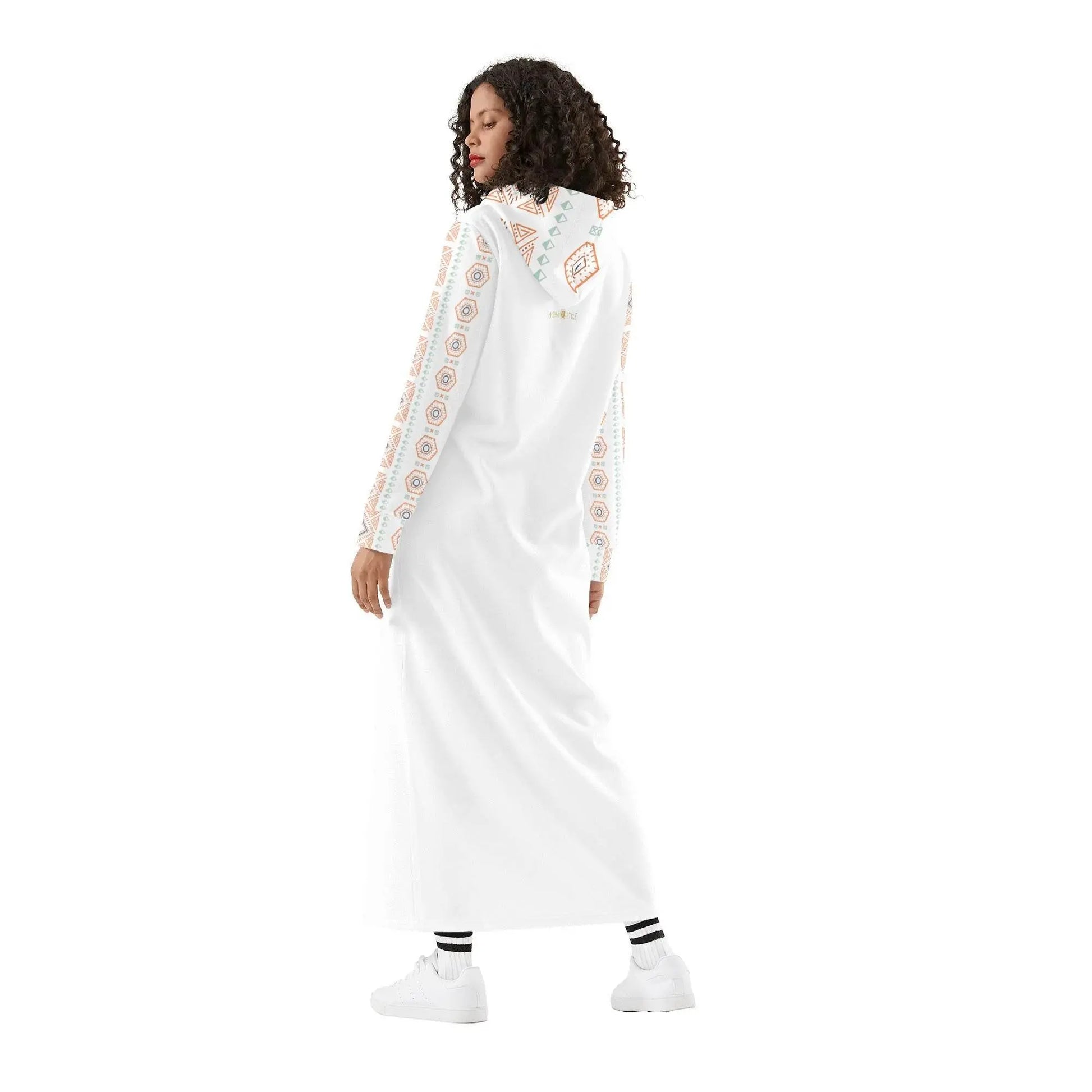 White Light Casual Long Hoodie Dress - IVORYNN