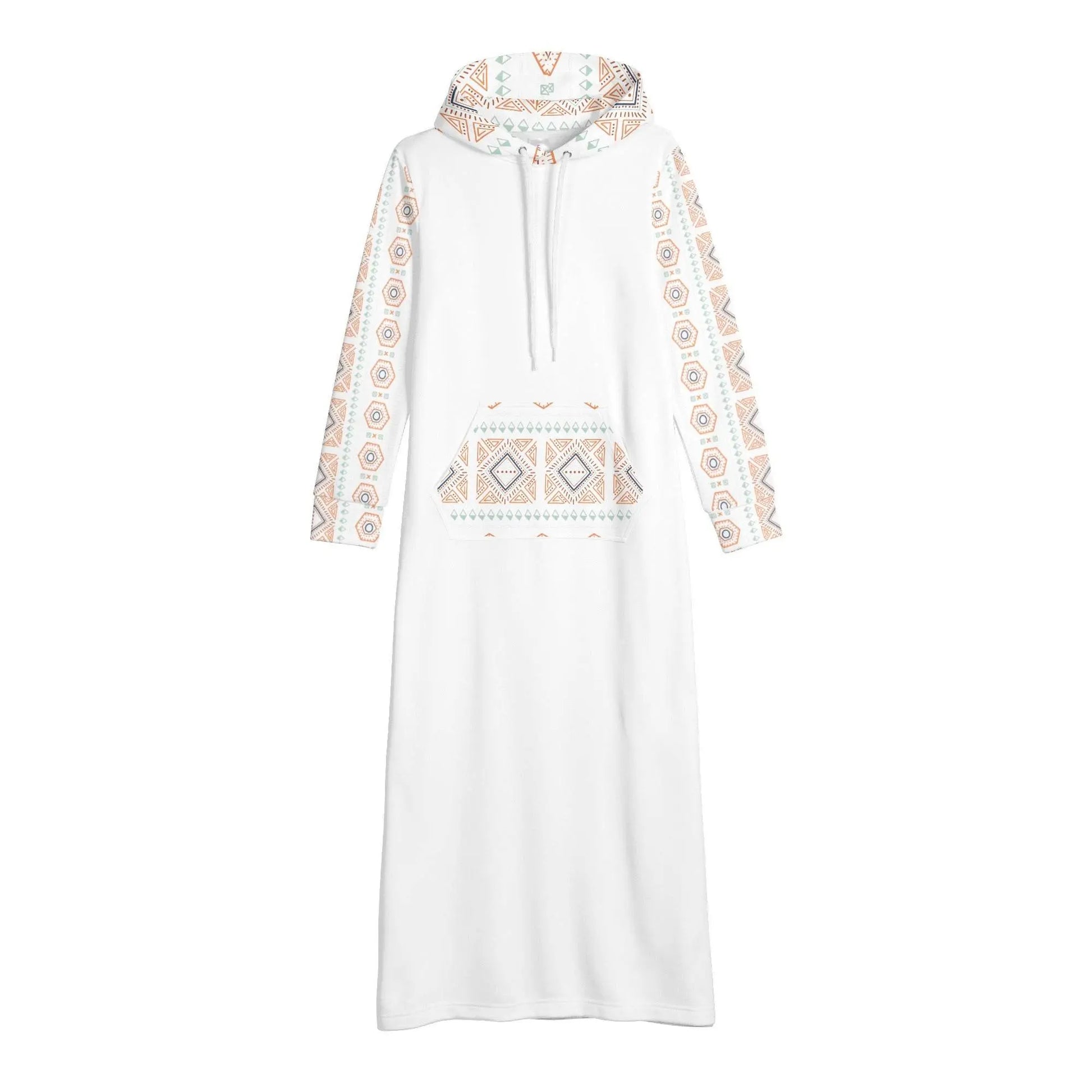 White Light Casual Long Hoodie Dress - IVORYNN