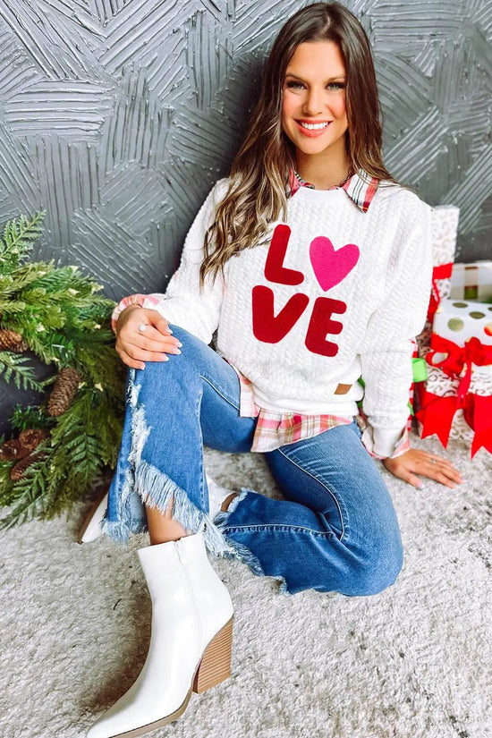 White Merry and Bright Quilted Sweatshirt - IVORYNN