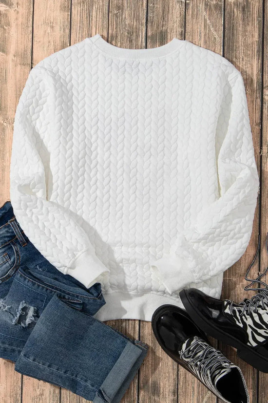 White Merry and Bright Quilted Sweatshirt - IVORYNN