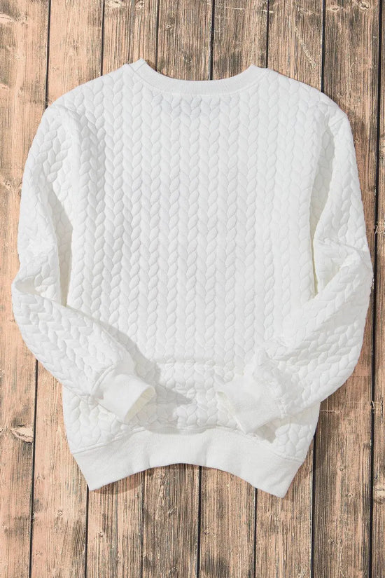 White Merry and Bright Quilted Sweatshirt - IVORYNN