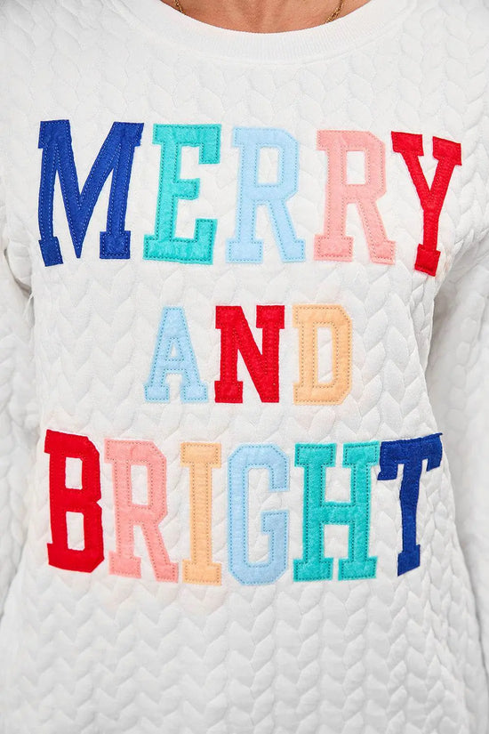 White Merry and Bright Quilted Sweatshirt - IVORYNN