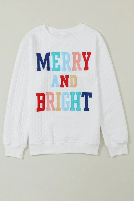 White Merry and Bright Quilted Sweatshirt - IVORYNN