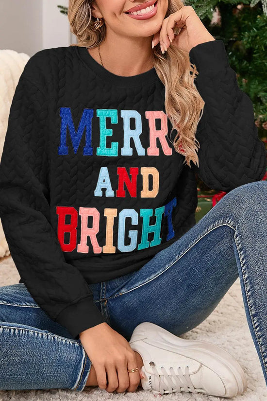 White Merry and Bright Quilted Sweatshirt - IVORYNN