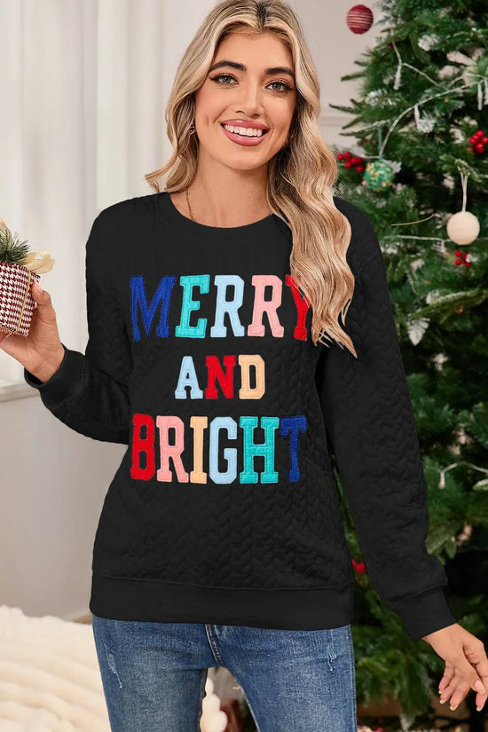 White Merry and Bright Quilted Sweatshirt - IVORYNN